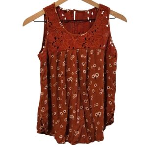 Maurices Orange Floral Lace Sleeveless Top Size Medium